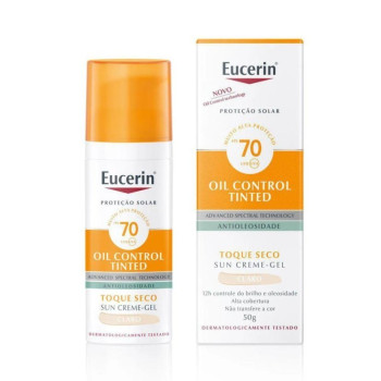 Protetor Solar Facial Eucerin Sun Oil Control Tinted FPS 70 Claro 50m