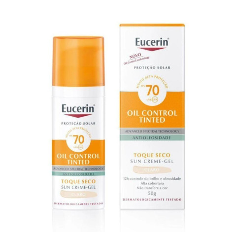 Protetor Solar Facial Eucerin Sun Oil Control Tinted FPS 70 Claro 50m