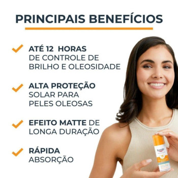 Protetor Solar Facial Eucerin Sun Oil Control Tinted FPS 70 Claro 50m