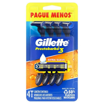 Aparelho de Barbear Descartável Gillette Prestobarba 3 com 4 unidades