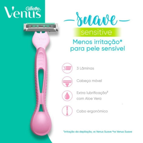 Aparelho de Depilar Gillette Venus Suave Sensitive 2 unidades