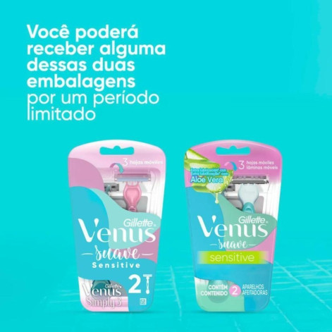 Aparelho de Depilar Gillette Venus Suave Sensitive 2 unidades