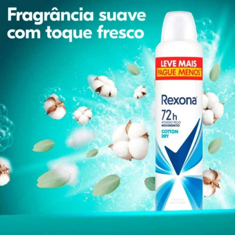 Desodorante Antitranspirante Aerosol Rexona Cotton Dry Feminino 72h 250ml