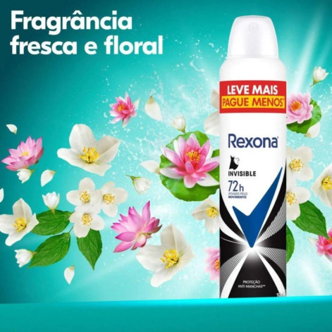 Desodorante Antitranspirante Aerosol Rexona Invisble Feminino 72h 250ml Desodorante Antitranspirante Aerosol Rexona Invisble Feminino 72h 250ml