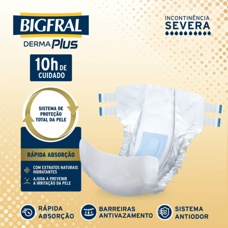 Fralda Geriátrica Unissex Bigfral Derma Plus Adulto G 7 unidades