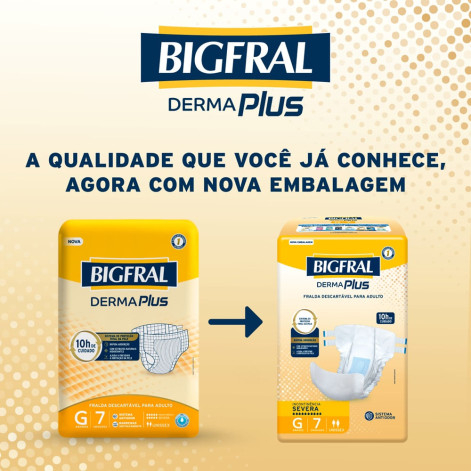 Fralda Geriátrica Unissex Bigfral Derma Plus Adulto G 7 unidades