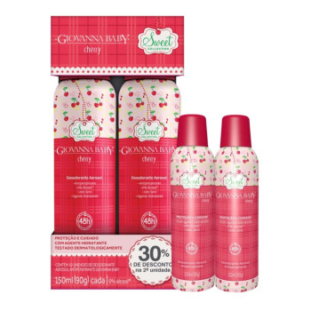 Kit Desodorante Aerosol Giovanna Baby Cherry 150ml 2 Unidades