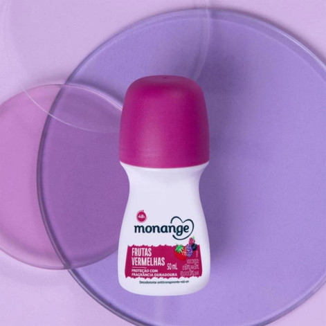 Desodorante Antitranspirante Roll-On Monange Frutas Vermelhas Feminino 48h 50ml