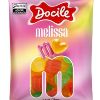 BALA DE GELATINA MORANGO E BANANA MELISSA DOCILE GELATINES PACOTE 70G 