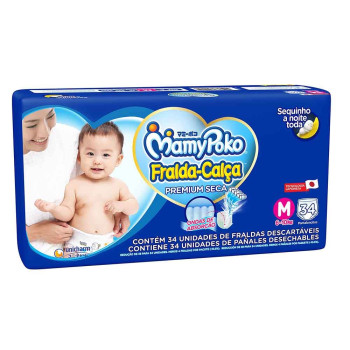 Fralda Mamypoko Calça Premium Seca M 34