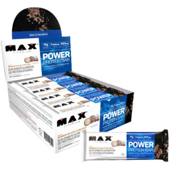 BARRA PROTEINA POWER MAX TITANIUM BOMBOM DE AVELA DISPLAY 12X41G