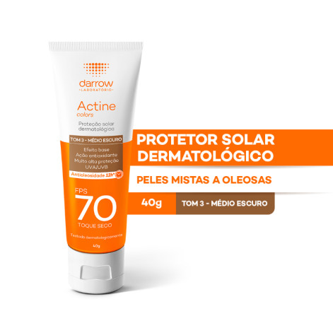 Protetor Solar Actine Colors Darrow Tom 3 - Médio Escuro FPS70 40g
