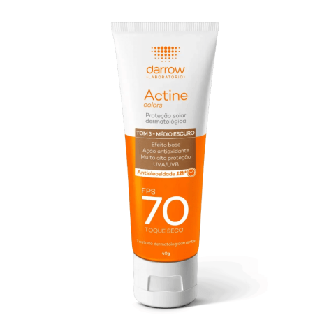 Protetor Solar Actine Colors Darrow Tom 3 - Médio Escuro FPS70 40g