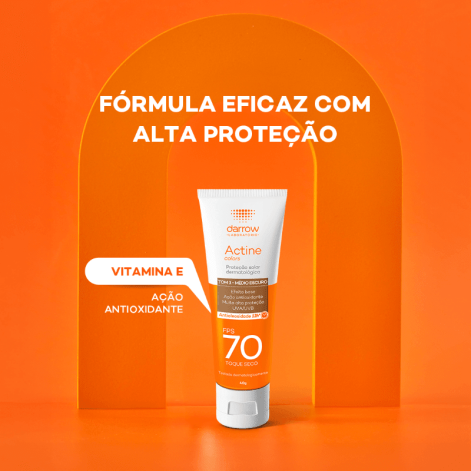 Protetor Solar Actine Colors Darrow Tom 3 - Médio Escuro FPS70 40g