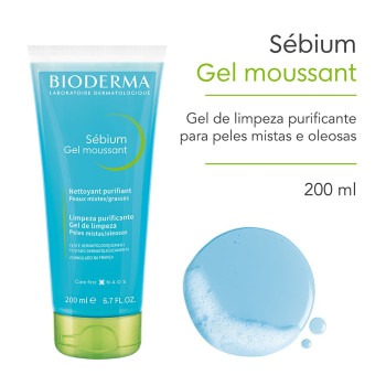 Gel De Limpeza Bioderma Sébium Gel Moussant Antioleosidade De Alta Tolerância 200ml Gel De Limpeza Bioderma Sébium Gel Moussant Antioleosidade De Alta Tolerância 200ml