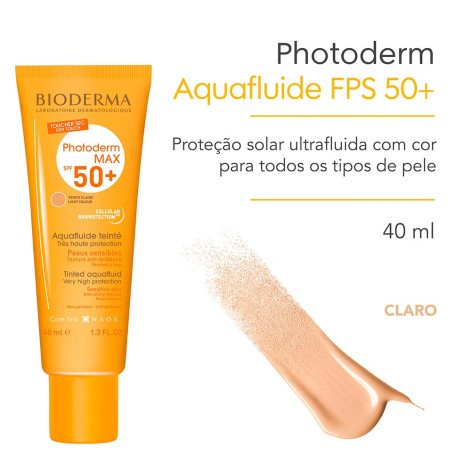 Protetor Solar Facial Bioderma FPS 50+ Photoderm Max Aquafluid Tom Claro 40ml à Base de Água