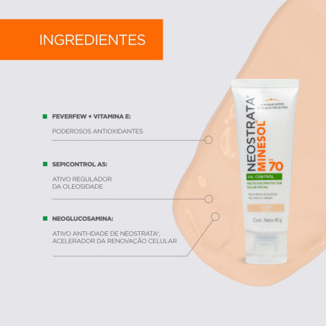 Protetor Solar Facial NeoStrata Minesol Oil Control FPS70 Pele Clara 40g Protetor Solar Facial NeoStrata Minesol Oil Control FPS70 Pele Clara 40g