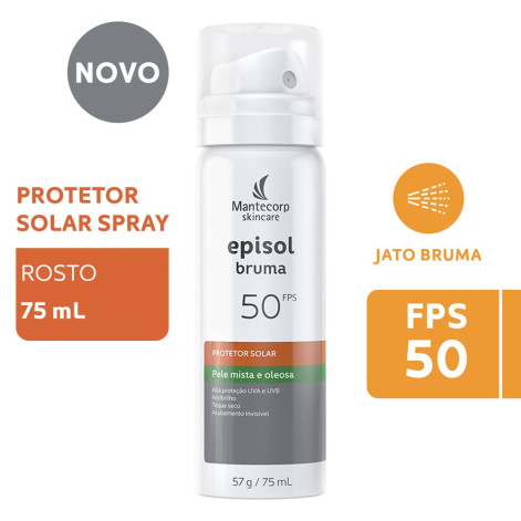 Protetor Solar Facial Episol Bruma FPS50 Pele Mista e Oleosa 75ml Protetor Solar Facial Episol Bruma FPS50 Pele Mista e Oleosa 75ml