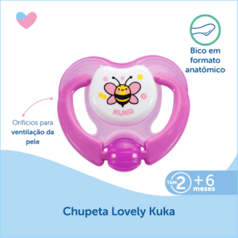 Chupeta Ortodôntica Kuka Lovely Nº2 Cor Rosa 1 Unidade