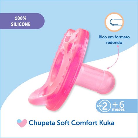 Chupeta Silicone Soft Comfort Kuka Nº2 Rosa