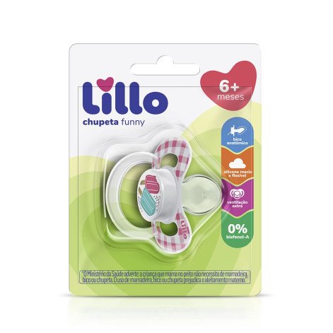 Chupeta Lillo Funny Silicone Ortodontico Rosa N.2 Ref 649730