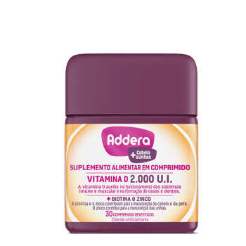 Vitamina D Addera + Cabelo e Unhas 2.000UI 30 Comprimidos