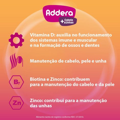 Vitamina D Addera + Vitaminas Para Cabelo E Unhas 90 Comprimidos Vitamina D Addera + Vitaminas Para Cabelo E Unhas 90 Comprimidos