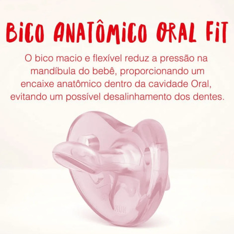Chupeta NUK Genius Ortodôntica de 0 a 6 meses Soft Silicone Rosa Tamanho 1 1 Unidade