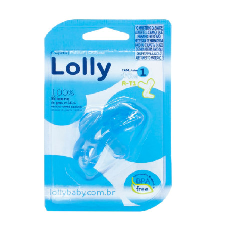 Chupeta Silicone Bico Redondo Tam 1 Azul - Lolly Baby