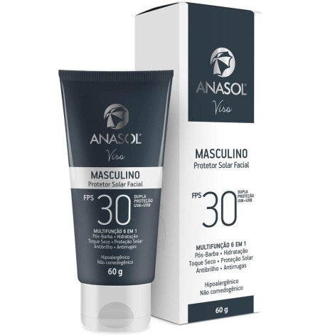 Protetor Solar Facial Masculino FPS 30 Anasol 60g