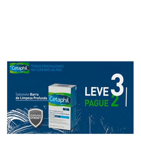 Kit Sabonete em Barra Cetaphil Limpeza Profunda 127g 3 Unidades