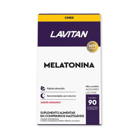 Melatonina 0,21mg Sabor Morango com 90 Comprimidos Mastigáveis Lavitan