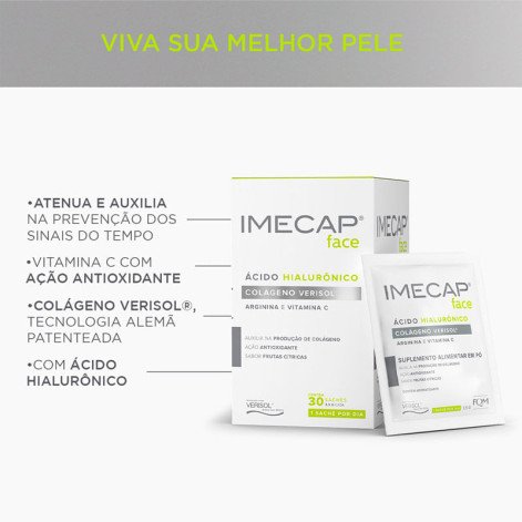 Suplemento Alimentar Imecap Face Ácido Hialurônico e Colágeno Verisol Sabor Frutas Cítricas 30 Sachês Suplemento Alimentar Imecap Face Ácido Hialurônico e Colágeno Verisol Sabor Frutas Cítricas 30 Sachês