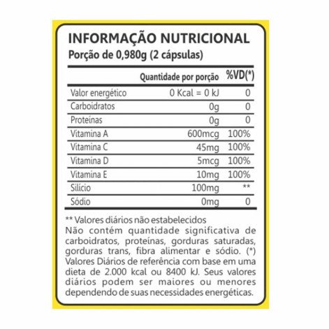 Silício +Vitaminas A, B, C D e E Maxinutri 100mg 60 Cápsulas