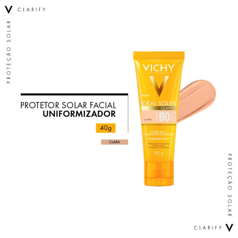 Protetor Solar FPS60 Clara IDEAL SOLIEL Clarify 40g Protetor Solar FPS60 Clara IDEAL SOLIEL Clarify 40g