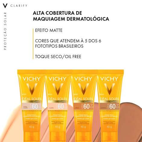 Protetor Solar FPS60 Clara IDEAL SOLIEL Clarify 40g Protetor Solar FPS60 Clara IDEAL SOLIEL Clarify 40g