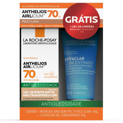 Anthelios Airlicium Protetor Solar Fps70 Pele Clara Gratis Effaclar Gel De Limpeza Concentrado 40g