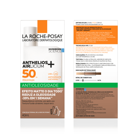 Protetor Solar Facial La Roche-Posay Anthelios Airlicium+ FPS50 Cor 4.0 40ml Protetor Solar Facial La Roche-Posay Anthelios Airlicium+ FPS50 Cor 4.0 40ml