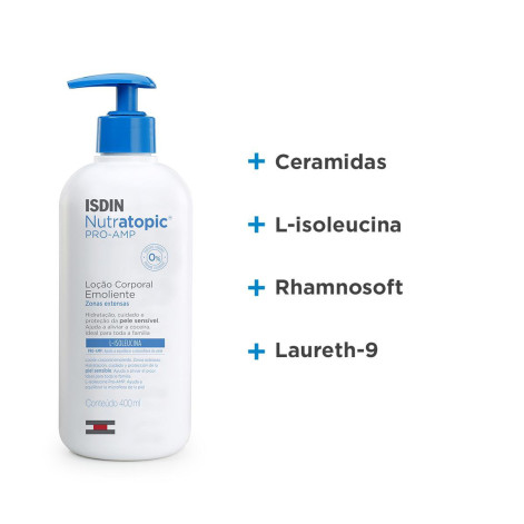 Loção Corporal Emoliente Isdin Nutratopic Pro-Amp 400ml Loção Corporal Emoliente Isdin Nutratopic Pro-Amp 400ml