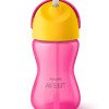 Copo com Canudo de silicone Dinossauro Avent Rosa
