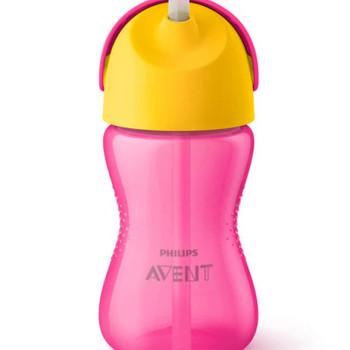 Copo com Canudo de silicone Dinossauro Avent Rosa