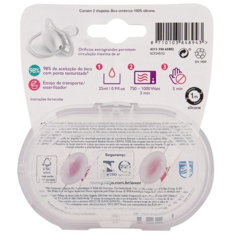 CHUPETA ULTRA AIR DUPLA LISA 6-18M MENINA - PHILIPS AVENT CHUPETA ULTRA AIR DUPLA LISA 6-18M MENINA - PHILIPS AVENT