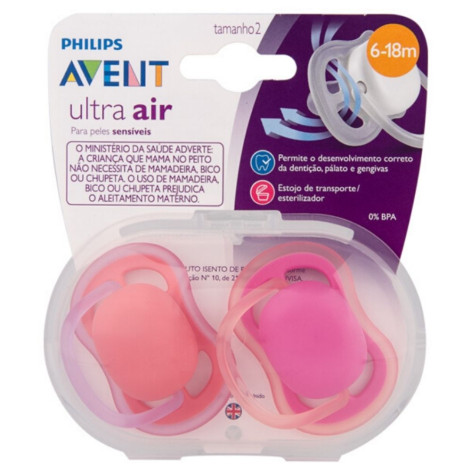 CHUPETA ULTRA AIR DUPLA LISA 6-18M MENINA - PHILIPS AVENT CHUPETA ULTRA AIR DUPLA LISA 6-18M MENINA - PHILIPS AVENT
