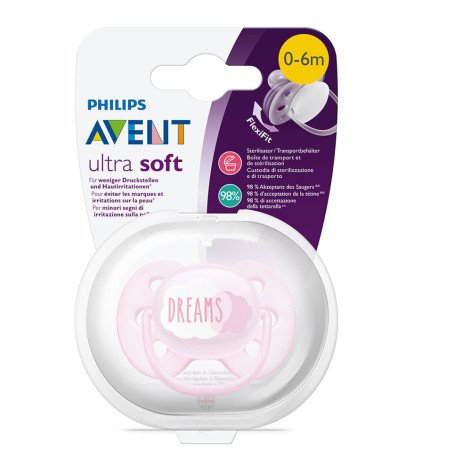 Chupeta Ultra Soft Decorada Philips Avent - SCF527/01 – Rosa