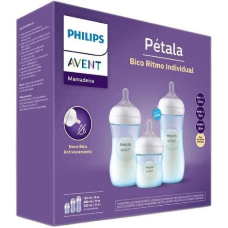 Kit Mamadeira Petala 125ml+ 260ml e 330ml Azul - Aven Kit Mamadeira Petala 125ml+ 260ml e 330ml Azul - Aven