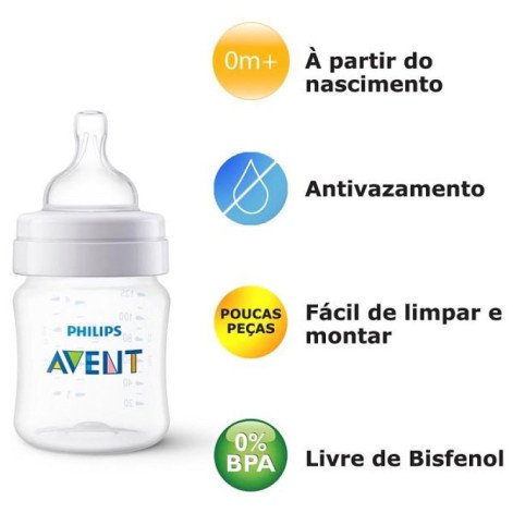 Kit com 2 Mamadeiras ANTI-COLIC Classica 125/260ML Philips AVENTS SCY119/05
