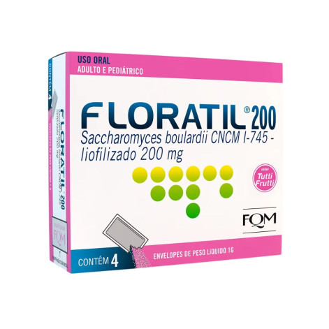  Probiótico Floratil 200mg 4 Envelopes de 1g