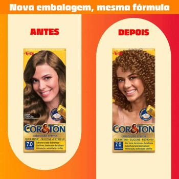  Tinta de Cabelo Permanente Cor&Ton Niely - 7.0 Louro Médio