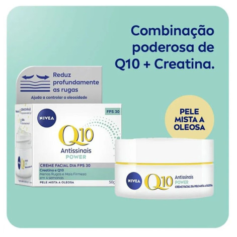 Creme Facial Antissinais Nivea Q10 Power Dia FPS30 Pele Mista a Oleosa 50g