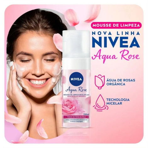 Mousse De Limpeza Micelar Nivea Aqua Rose Água De Rosas Orgânica 150ml  